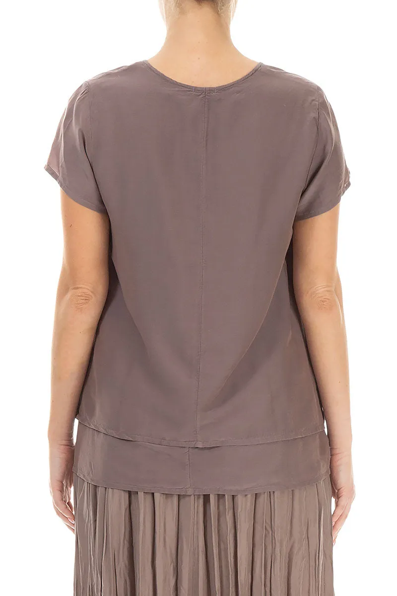 Layered Truffle Silk Bamboo Blouse