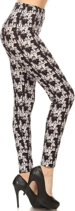 Leggings Depot Women's High Waisted Buttery Soft Skull & Halloween Print Leggings (Available in Plus Size)
