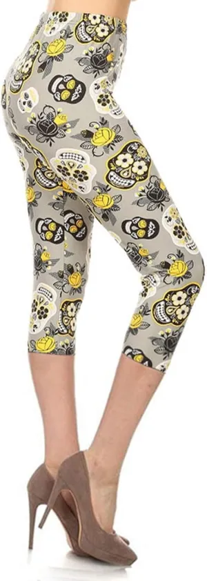 Leggings Depot Women's High Waisted Buttery Soft Skull & Halloween Print Leggings (Available in Plus Size)