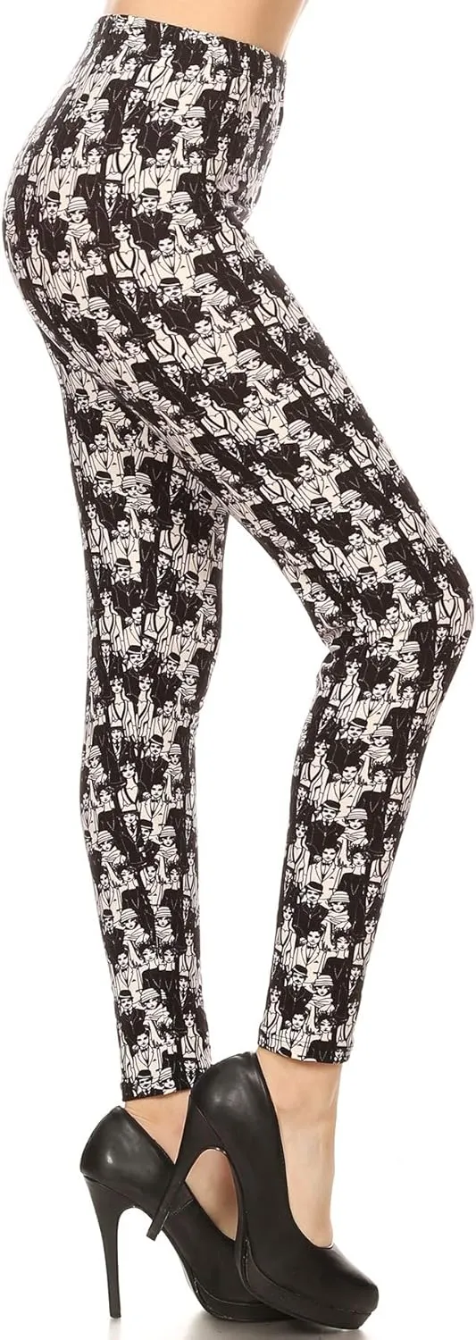 Leggings Depot Women's High Waisted Buttery Soft Skull & Halloween Print Leggings (Available in Plus Size)