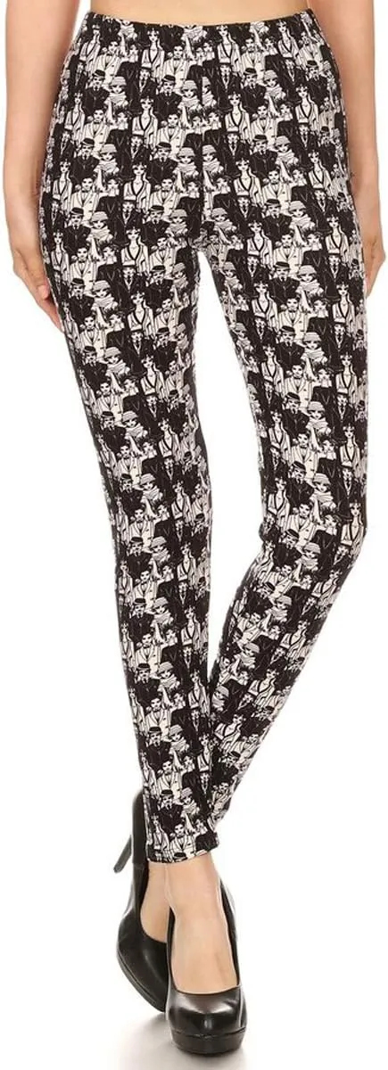 Leggings Depot Women's High Waisted Buttery Soft Skull & Halloween Print Leggings (Available in Plus Size)