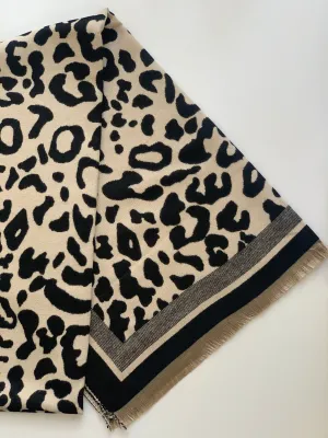 Leopard Print Scarf - Black and White