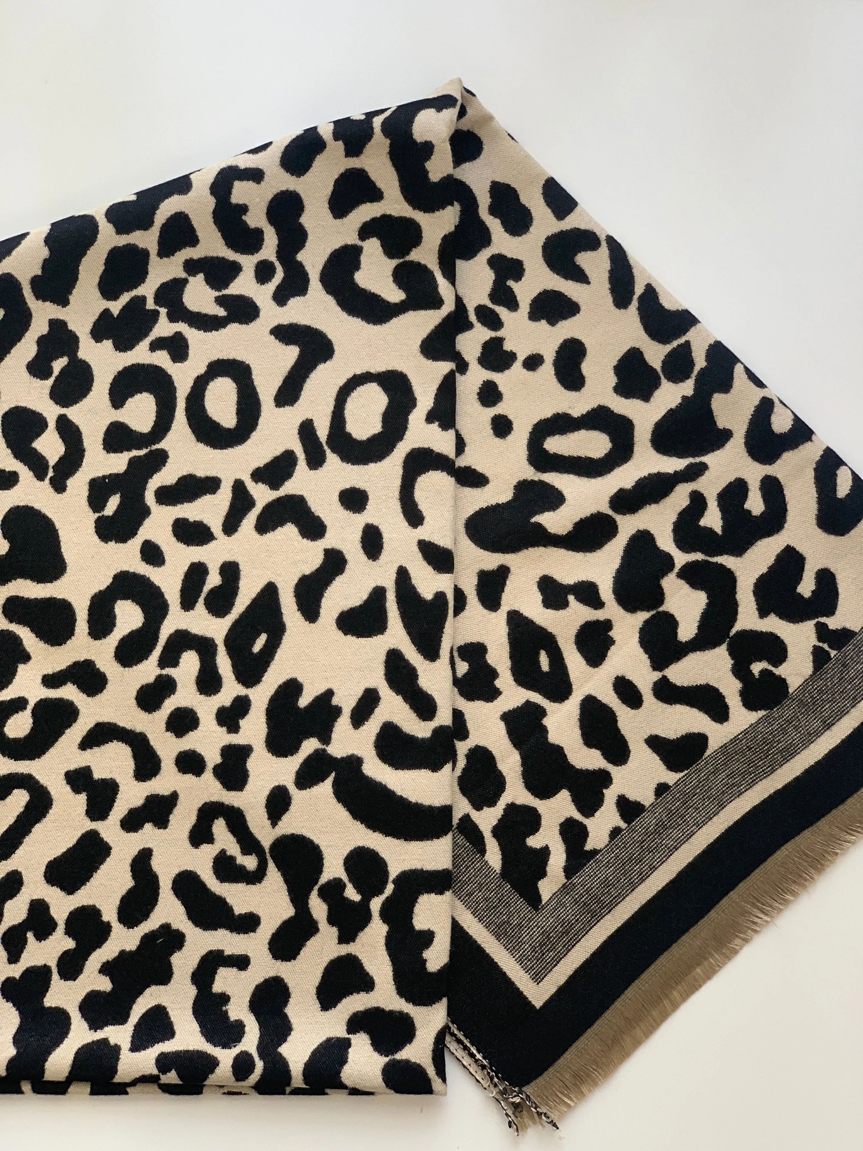 Leopard Print Scarf - Black and White