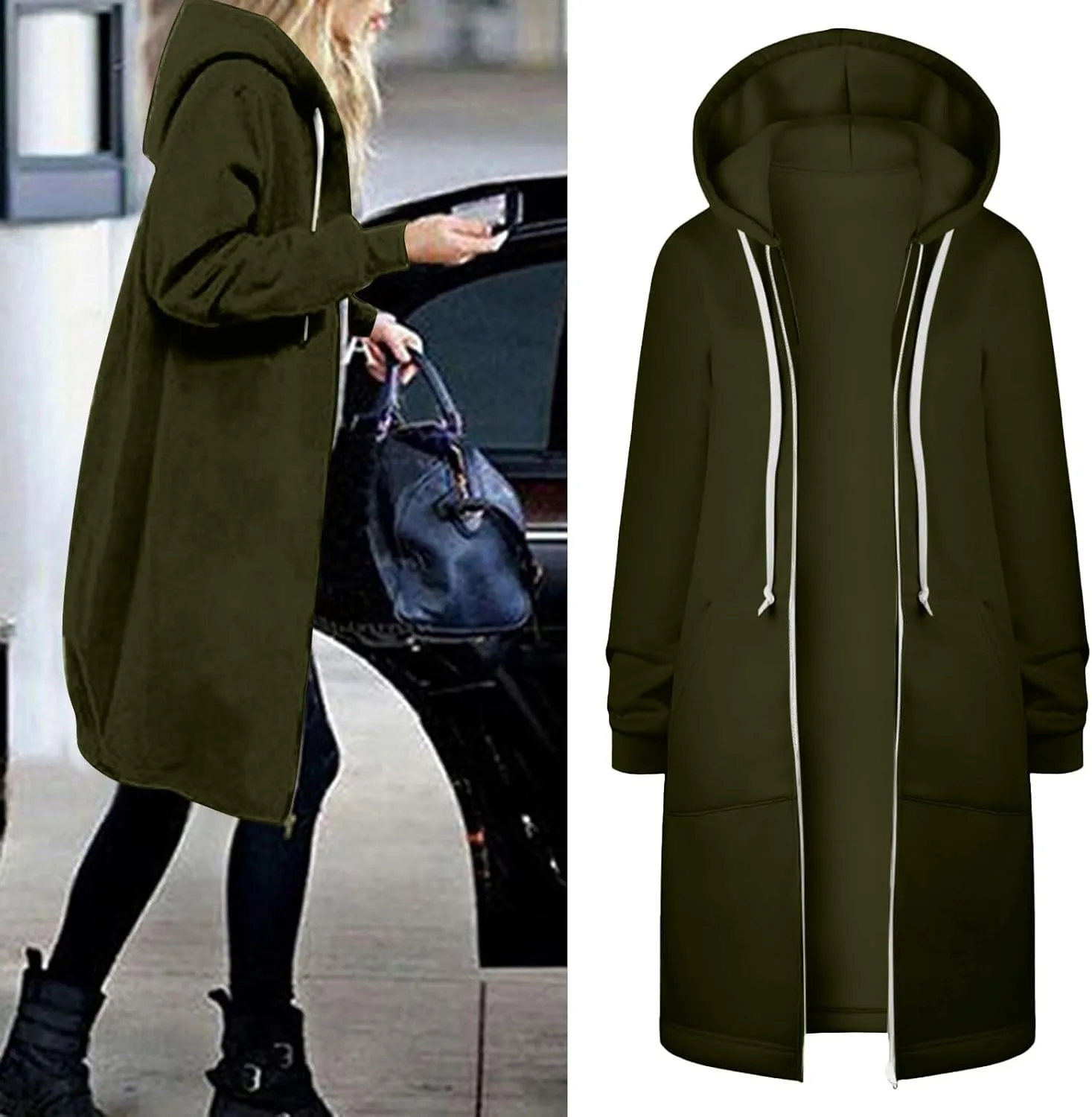 Long Sweatshirts For Women To Wear With Leggings Zip Up Hoodie Lightweight Oversized Jackets 2025 Coat with Pockets