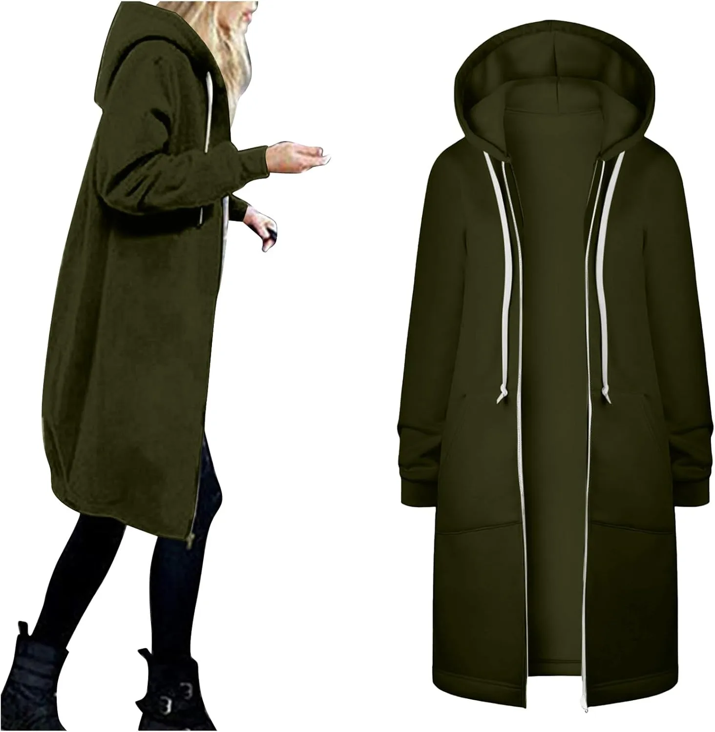 Long Sweatshirts For Women To Wear With Leggings Zip Up Hoodie Lightweight Oversized Jackets 2025 Coat with Pockets
