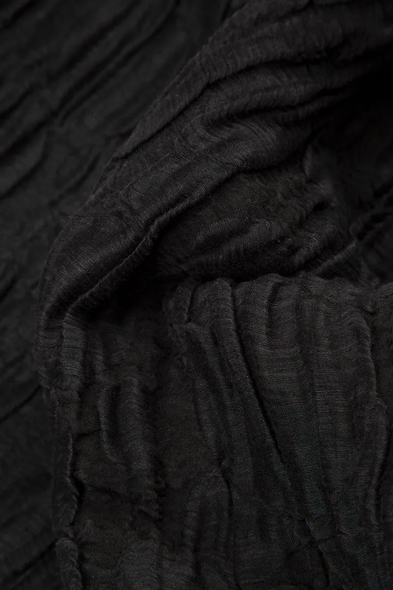 Loose Black Crinkled Silk Tunic