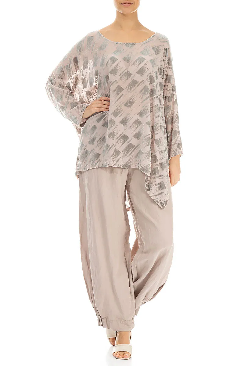 Loose Devoré Antique Rose Silk Tunic