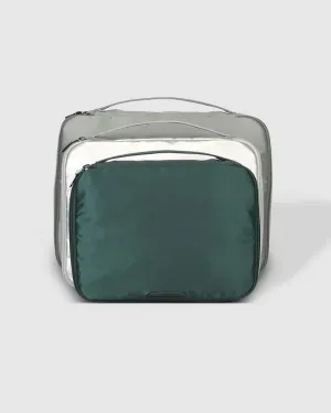 MADRAS 3 PIECE PACKING CUBE SET GREEN