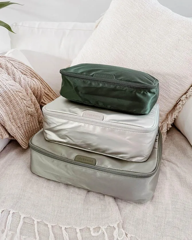 MADRAS 3 PIECE PACKING CUBE SET GREEN