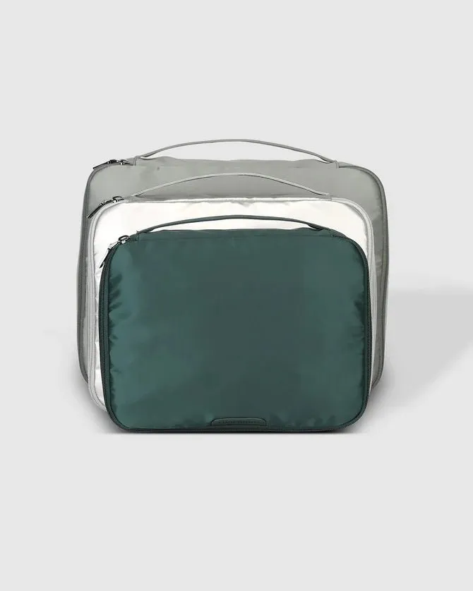 MADRAS 3 PIECE PACKING CUBE SET GREEN