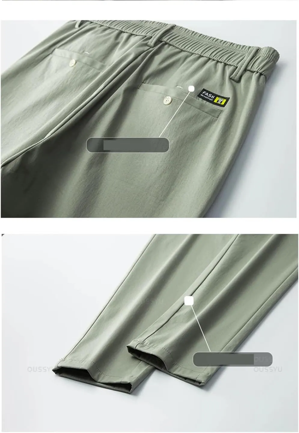Men Spring Summer Pants Thin Stretch Slim Fit Elastic Waist Business Classic Trousers