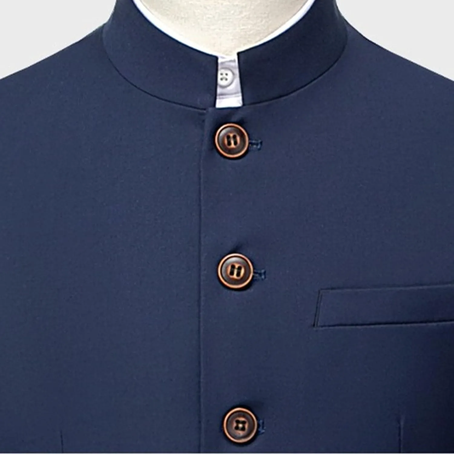Men's 2 Pieces Chinese Tunic Suit Set Slim Fit Stand Collar Blazer Jacket Pants Suits Formal Wedding Dress