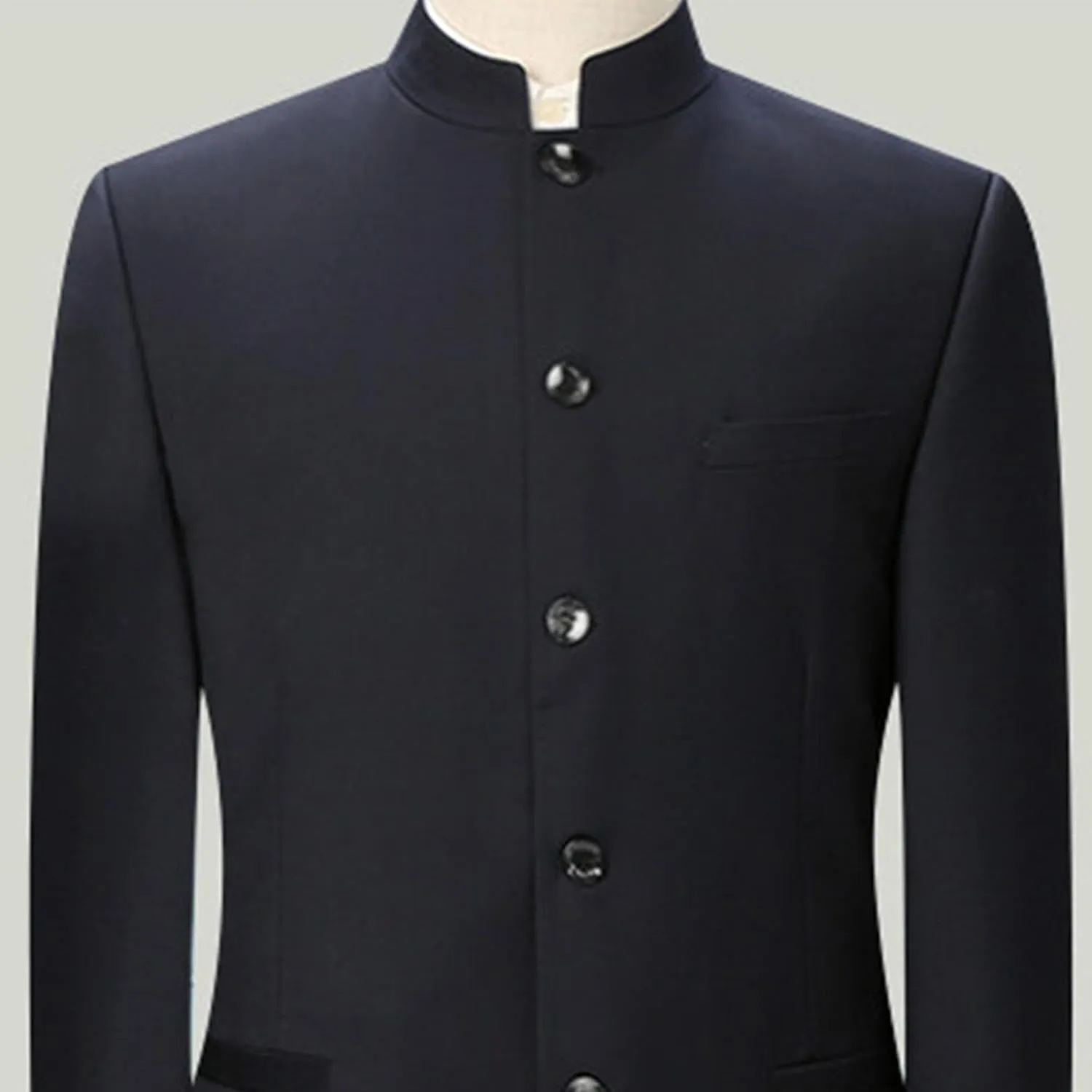 Men's 2 Pieces Chinese Tunic Suit Set Slim Fit Stand Collar Blazer Jacket Pants Suits Formal Wedding Dress