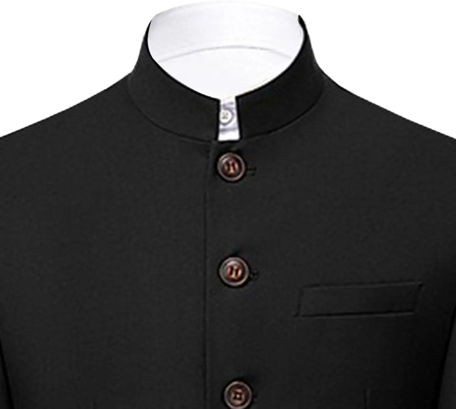 Men's 2 Pieces Chinese Tunic Suit Set Slim Fit Stand Collar Blazer Jacket Pants Suits Formal Wedding Dress