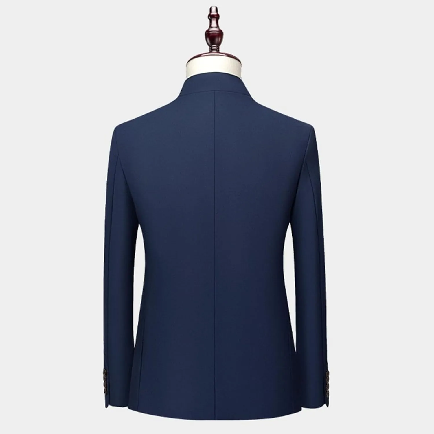 Men's 2 Pieces Chinese Tunic Suit Set Slim Fit Stand Collar Blazer Jacket Pants Suits Formal Wedding Dress