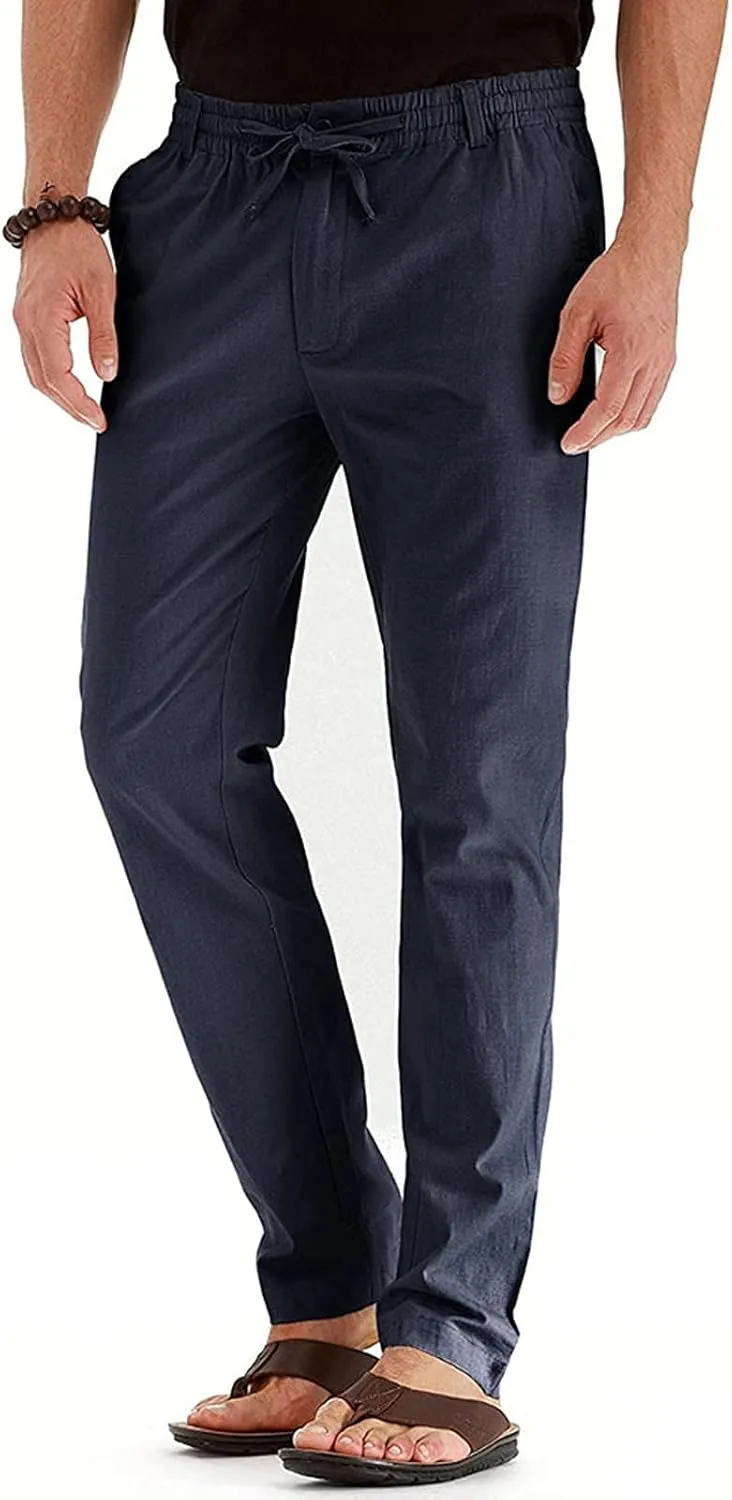 Mens Business Casual Pants Elastic Waist Dress Pants Trousers with Pockets Lightweight Flat Front Classic Fit Pants