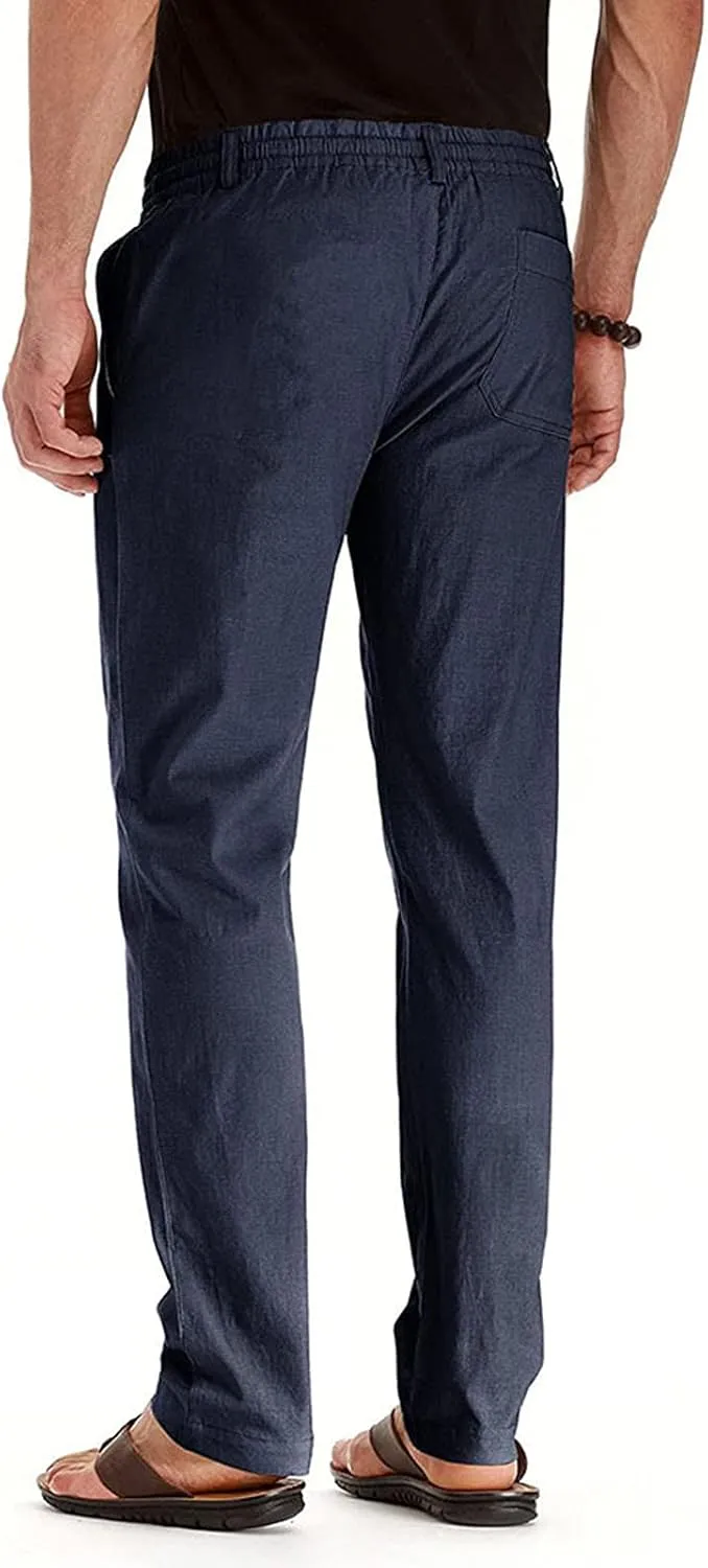 Mens Business Casual Pants Elastic Waist Dress Pants Trousers with Pockets Lightweight Flat Front Classic Fit Pants