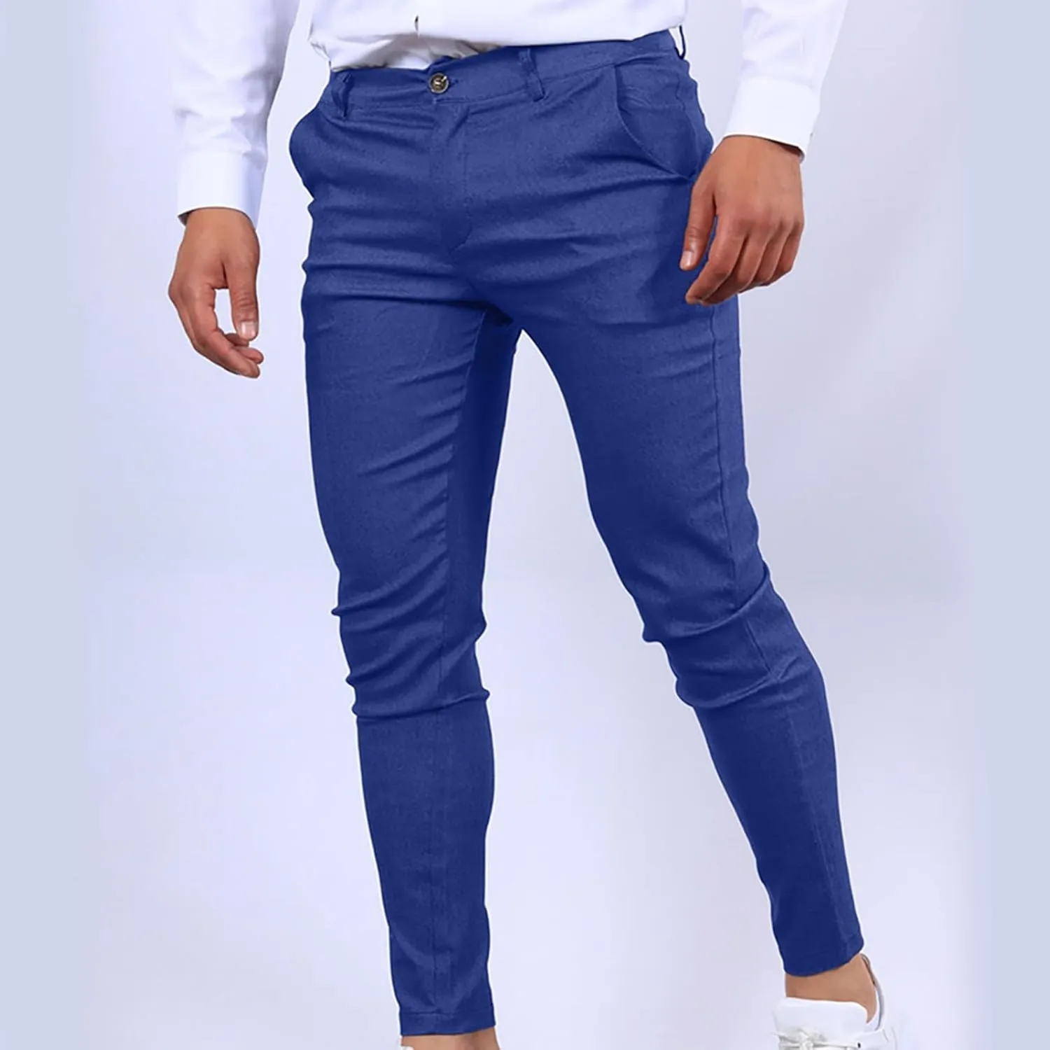 Men's Chino Casual Business Suit Pant Thin Classic Fit Dress Wrinkle Free Pants Stretch Slim Fit Flat-Front Trouser
