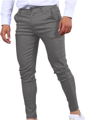 Men's Chino Casual Business Suit Pant Thin Classic Fit Dress Wrinkle Free Pants Stretch Slim Fit Flat-Front Trouser