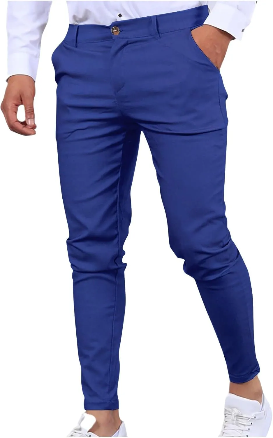 Men's Chino Casual Business Suit Pant Thin Classic Fit Dress Wrinkle Free Pants Stretch Slim Fit Flat-Front Trouser
