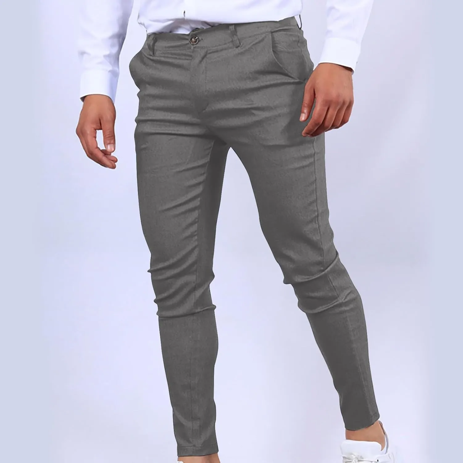 Men's Chino Casual Business Suit Pant Thin Classic Fit Dress Wrinkle Free Pants Stretch Slim Fit Flat-Front Trouser