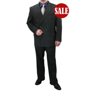 Men's Regular Fit Double-Breasted Dress Suit Charcoal Gray