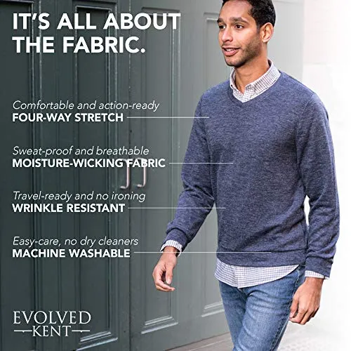 Mens V Neck Sweater - Moisture Wicking Dry Fit - Lightweight Fashion Sweaters Charcoal