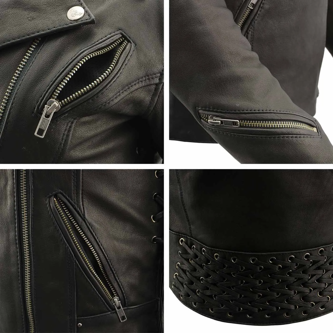 Milwaukee Leather MLL2525 Women's Black Leather Lightweight Lace to
