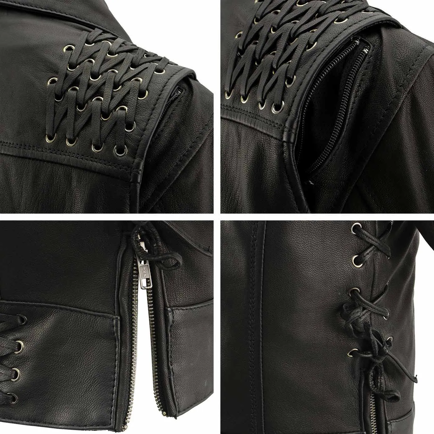 Milwaukee Leather MLL2525 Women's Black Leather Lightweight Lace to