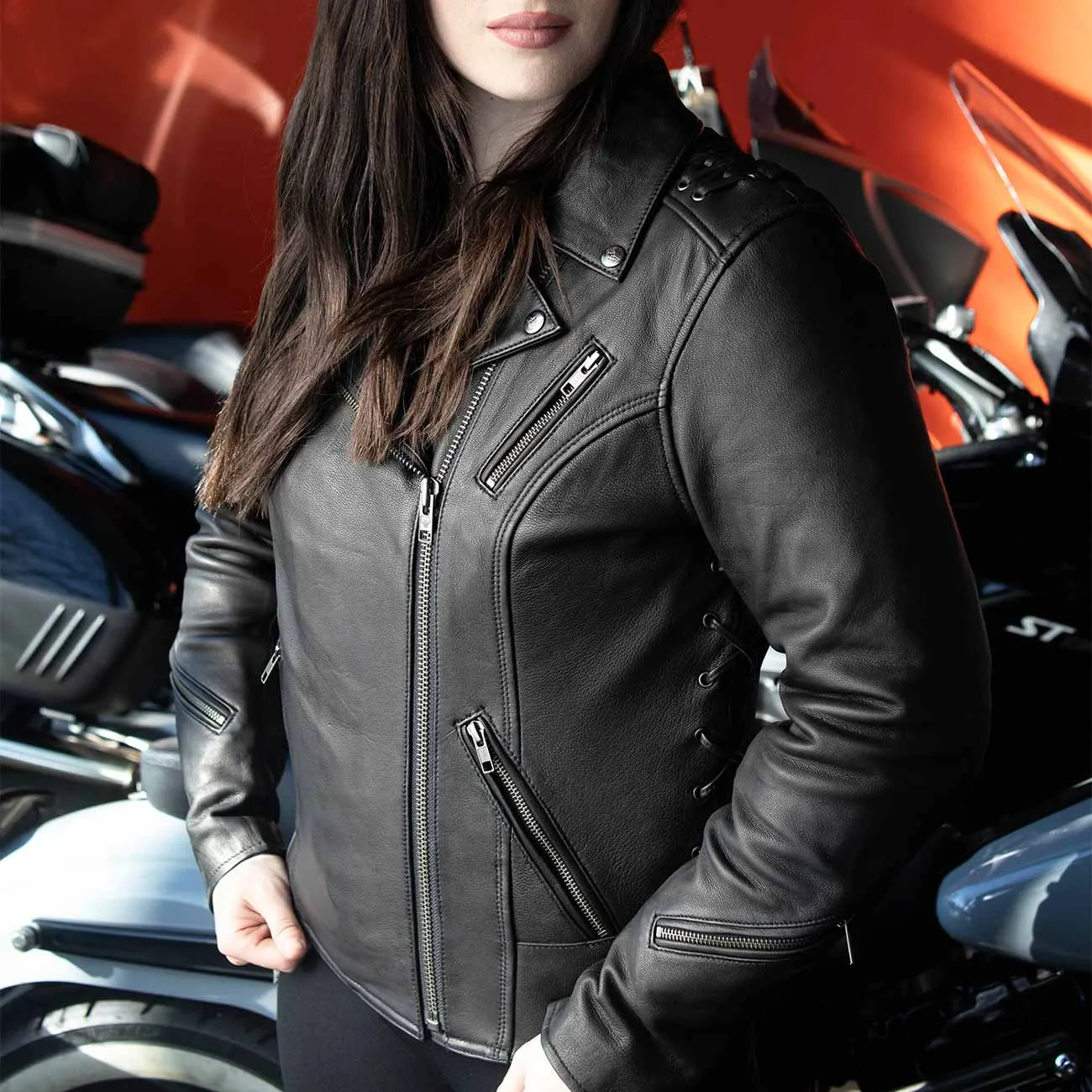 Milwaukee Leather MLL2525 Women's Black Leather Lightweight Lace to