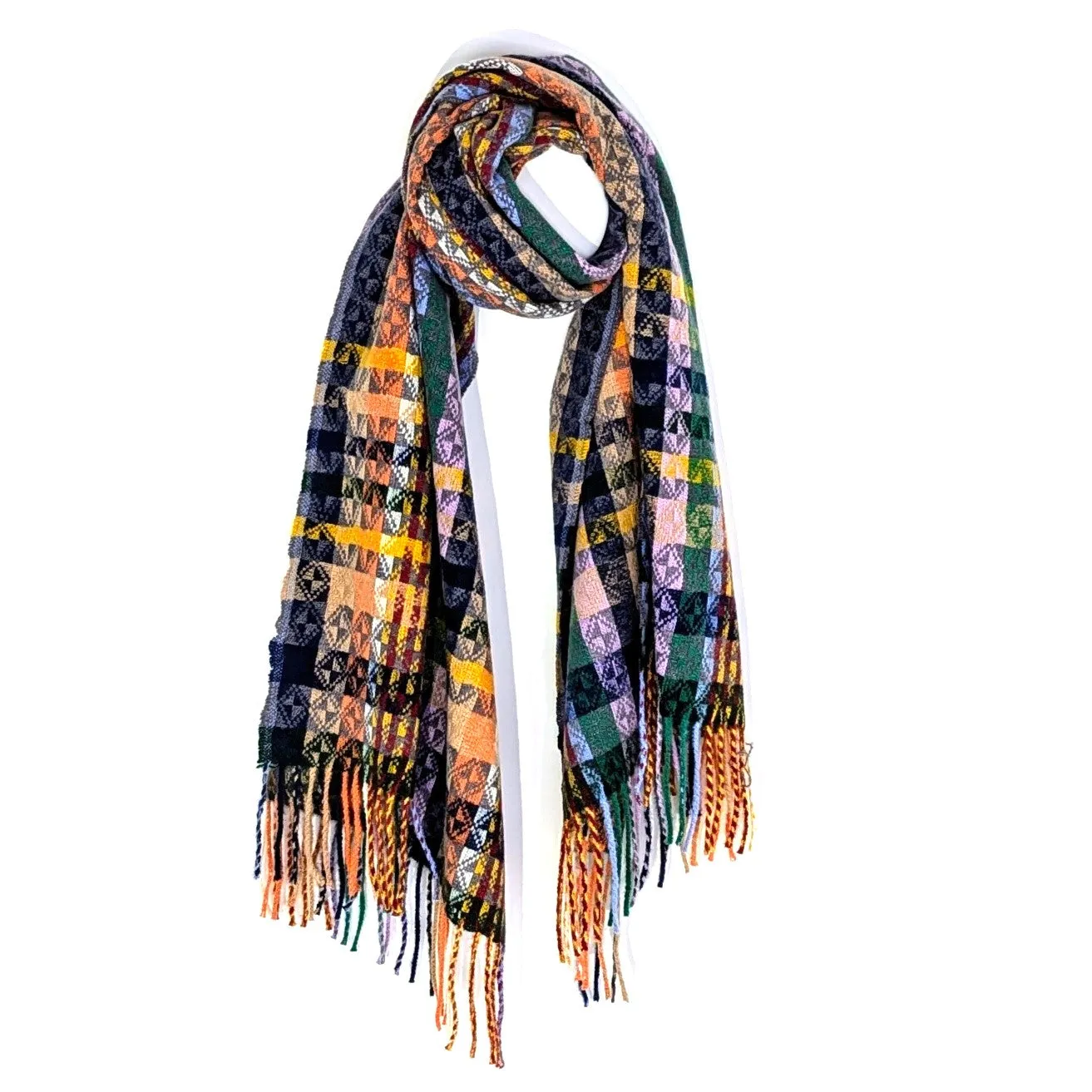 Multi warm artisanal design scarf