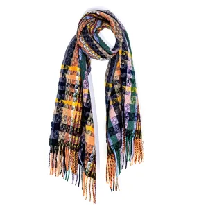 Multi warm artisanal design scarf