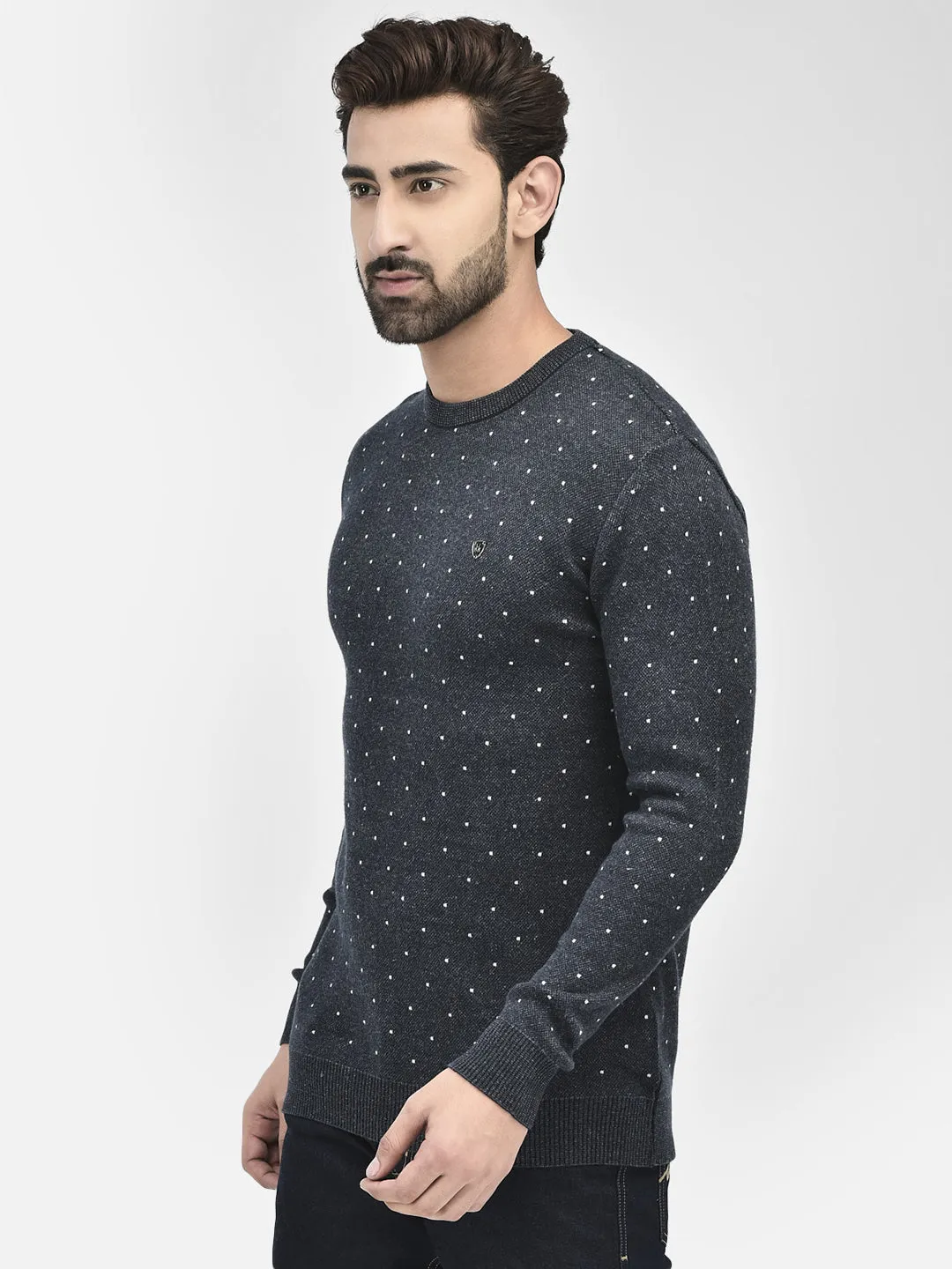 Navy Blue Printed Sweaters