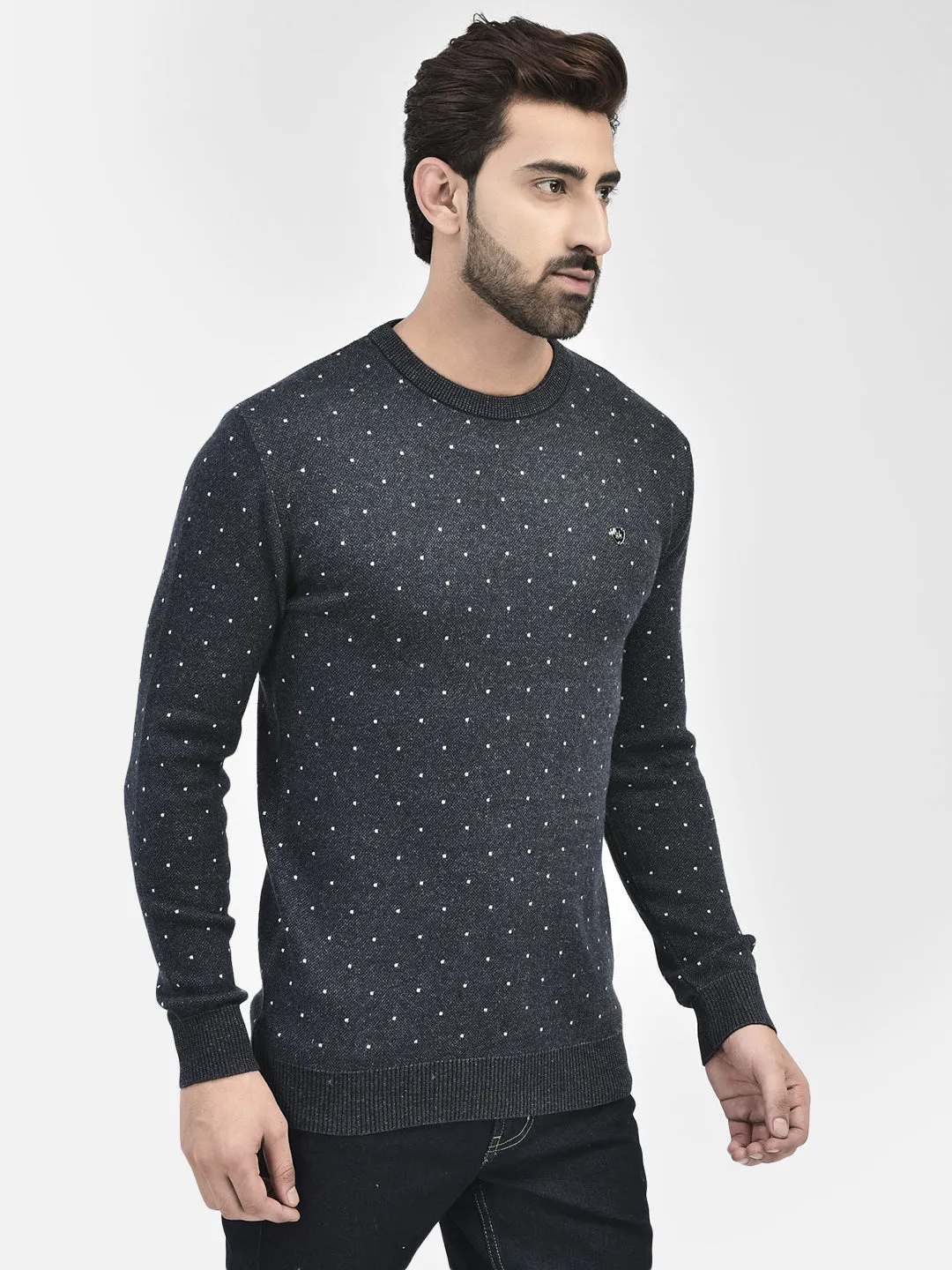 Navy Blue Printed Sweaters