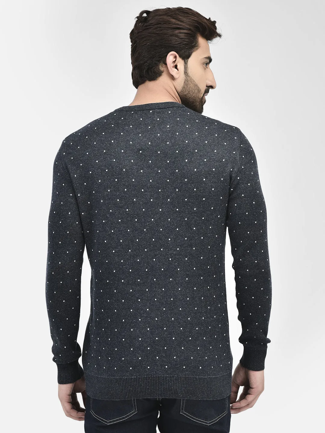 Navy Blue Printed Sweaters