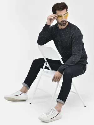 Navy Blue Printed Sweaters