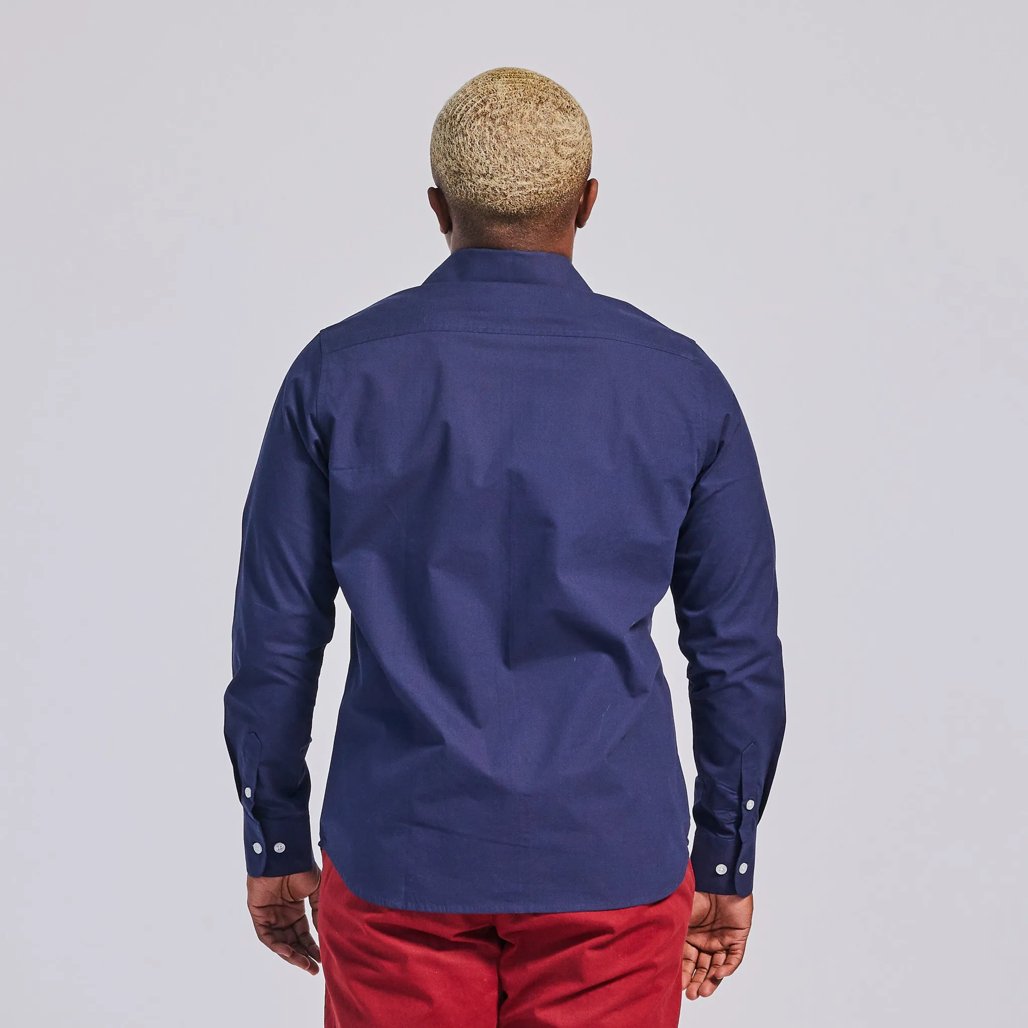 Navy Point Collar Shirt