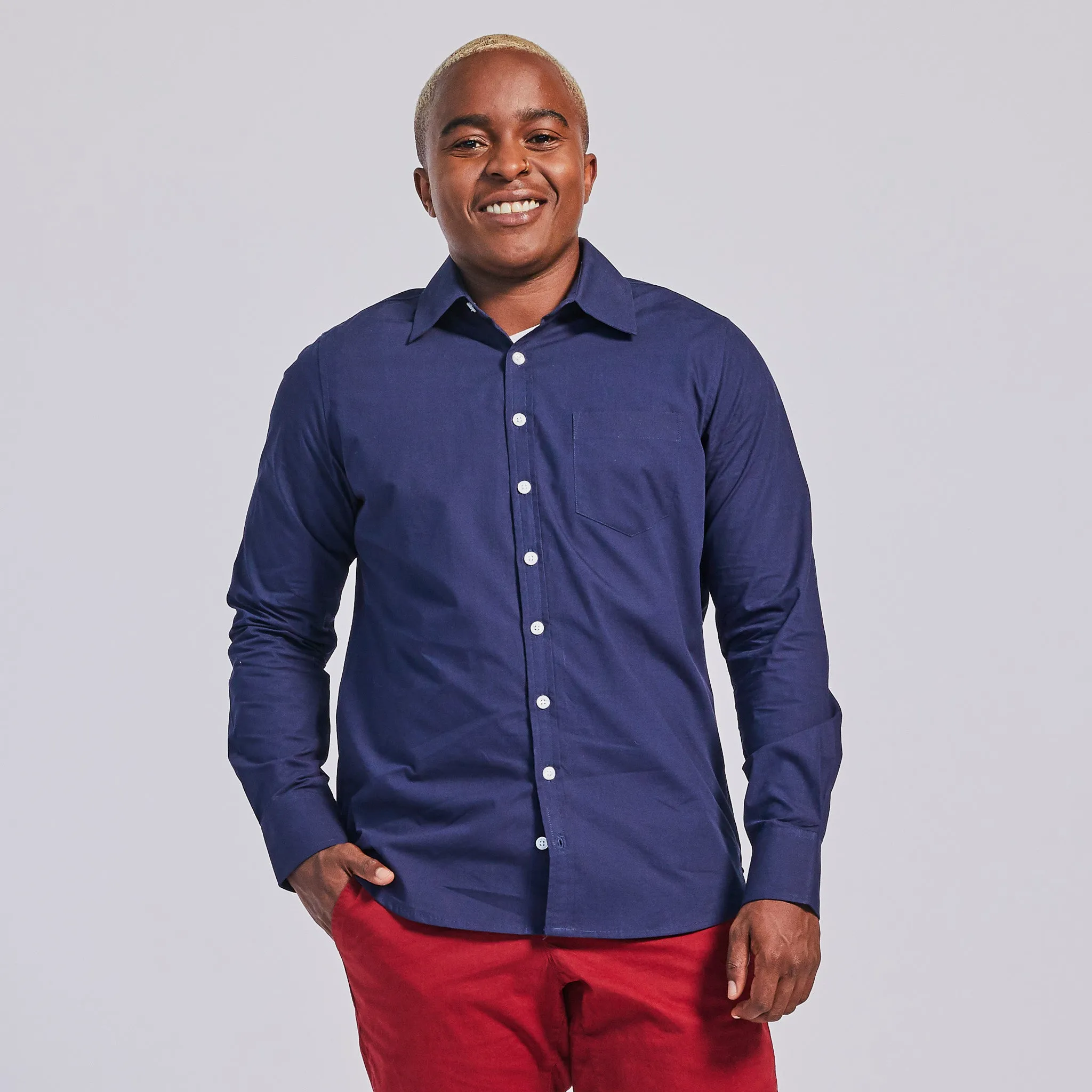 Navy Point Collar Shirt