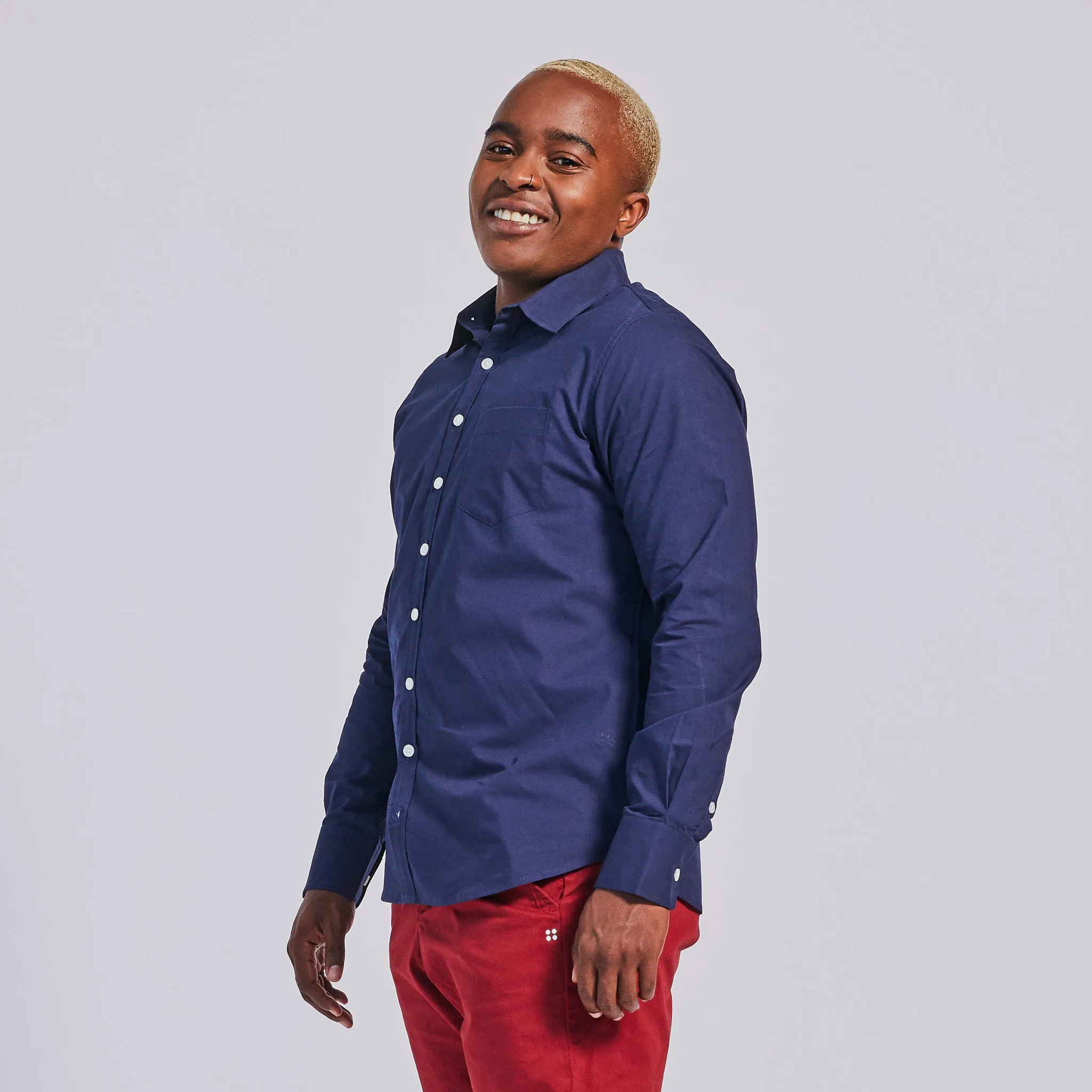 Navy Point Collar Shirt