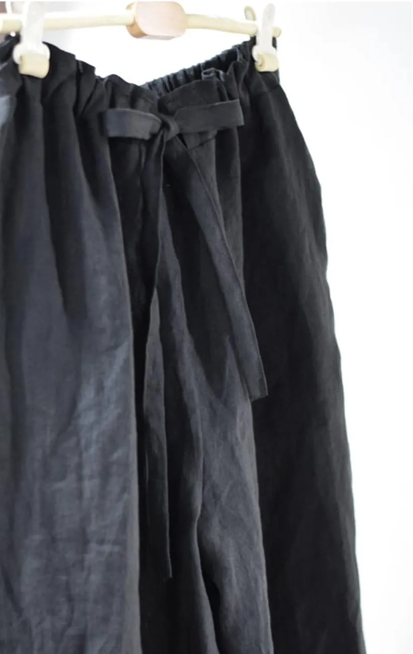 NFYM Casual Wide Pants for Women Linen Elastic High Waist Drawstring Belt Comfy Trousers with Pockets