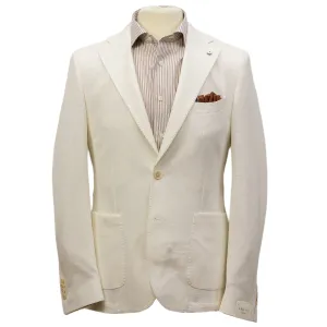 Off-White Linen-Cotton Jersey Tailored Unconstructed Sport Jacket - L.B.M. 1911
