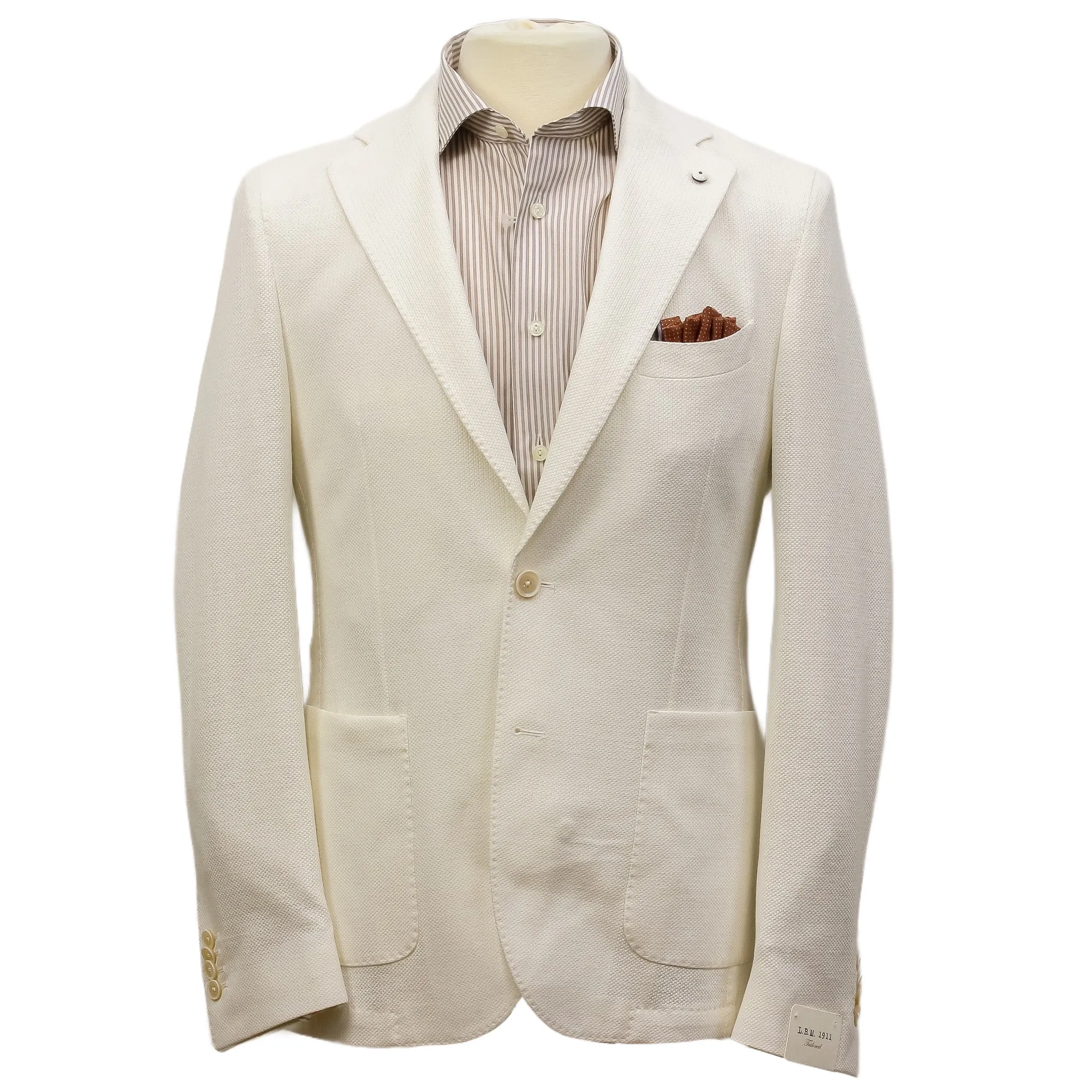 Off-White Linen-Cotton Jersey Tailored Unconstructed Sport Jacket - L.B.M. 1911