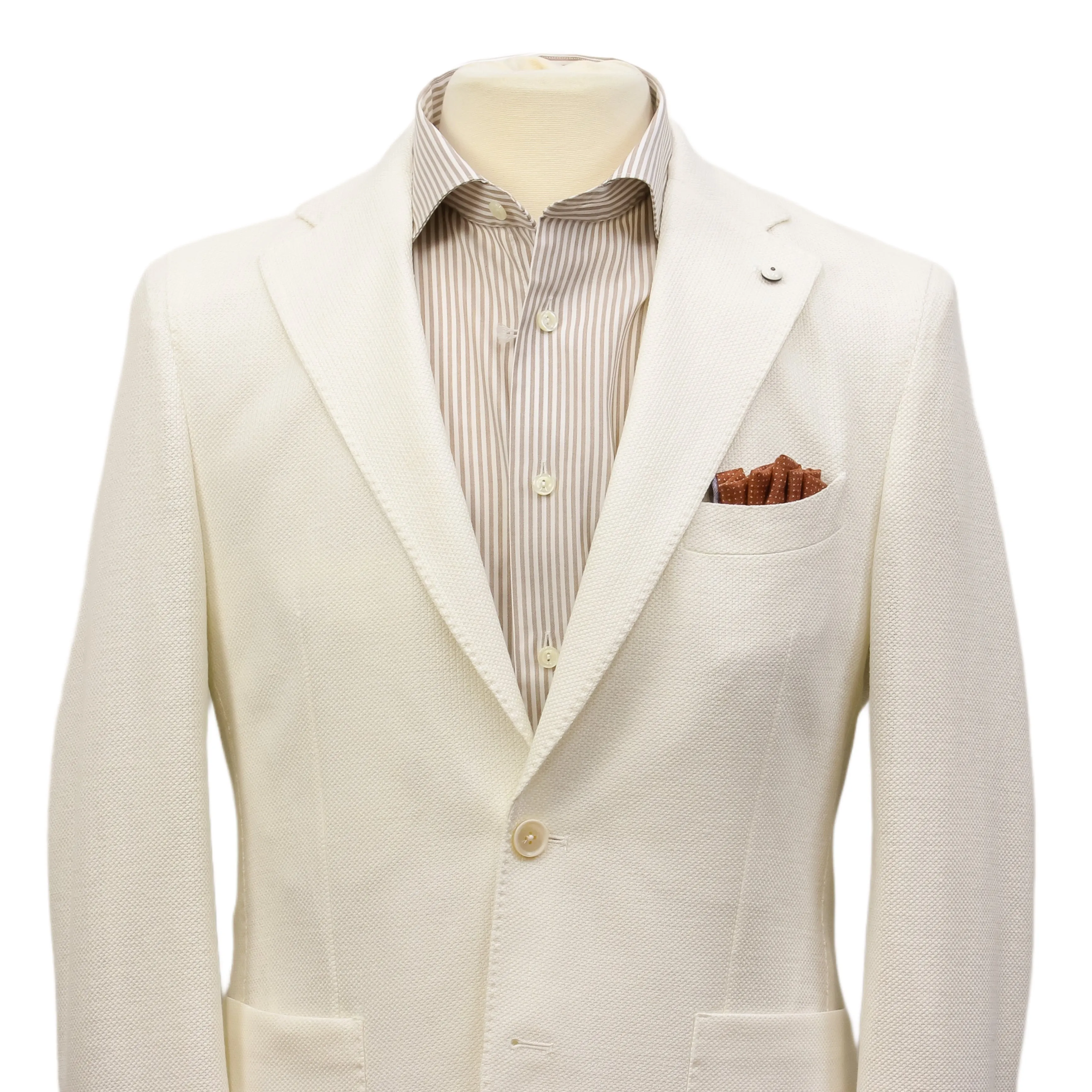 Off-White Linen-Cotton Jersey Tailored Unconstructed Sport Jacket - L.B.M. 1911