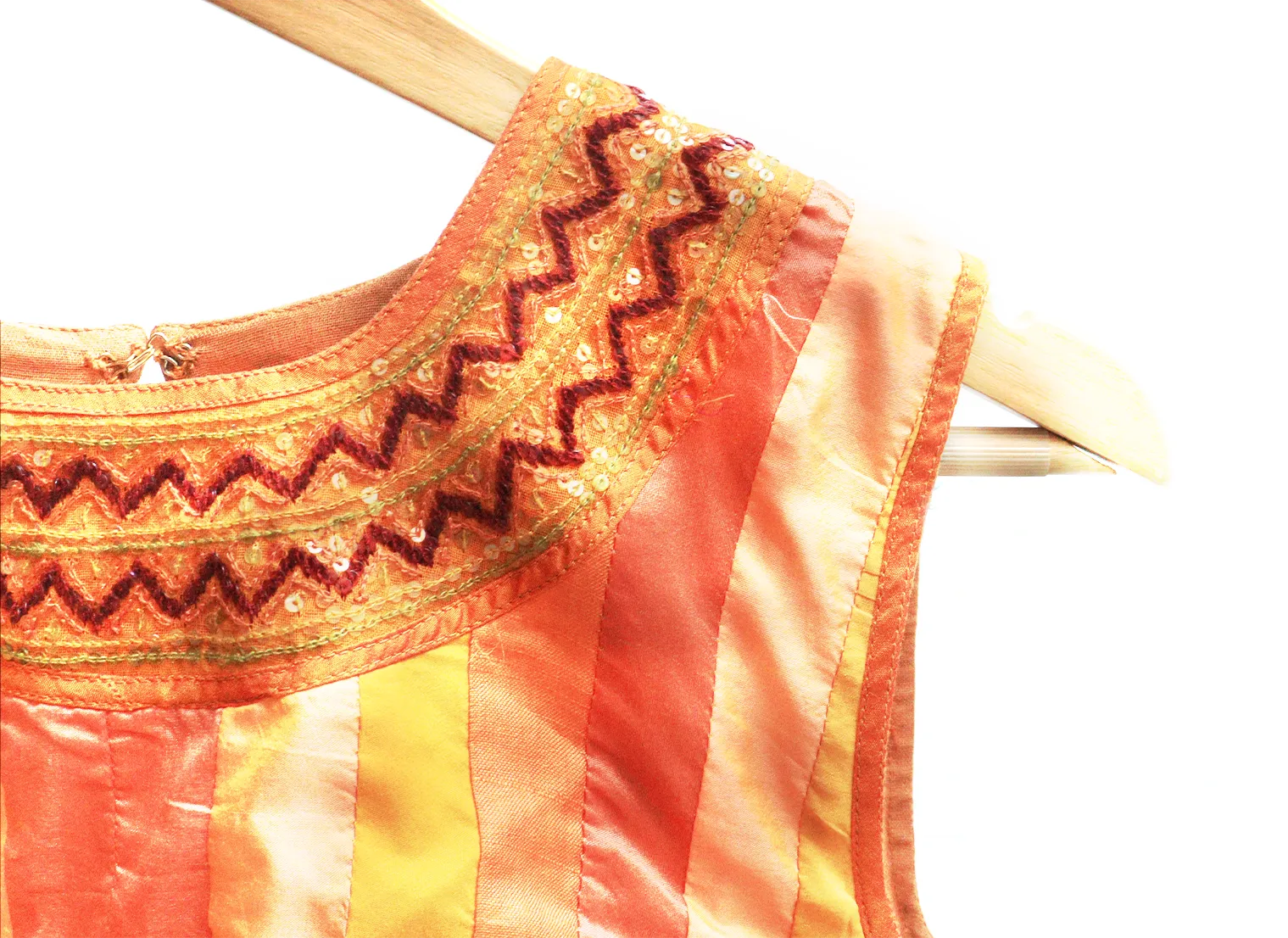 Orange,Yellow and Mustard, Karnataka silk, Hand Embroidery,Patchwork blouse