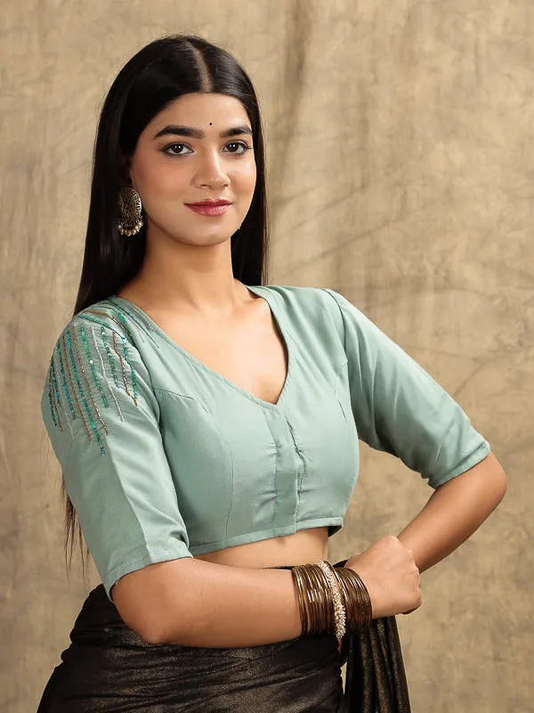 Pastel Green Hand Embroidered Blouse