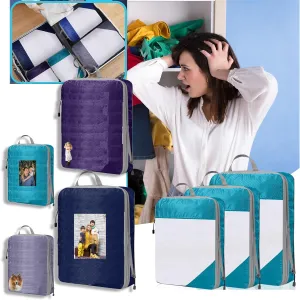 Personalized Compression Packing Cubes, Design Your Picture Names Extensible Storage Mesh Bags Organizers Compression Packing Cubes for Travel,Organizer Bags for Luggage,Travel Essentials