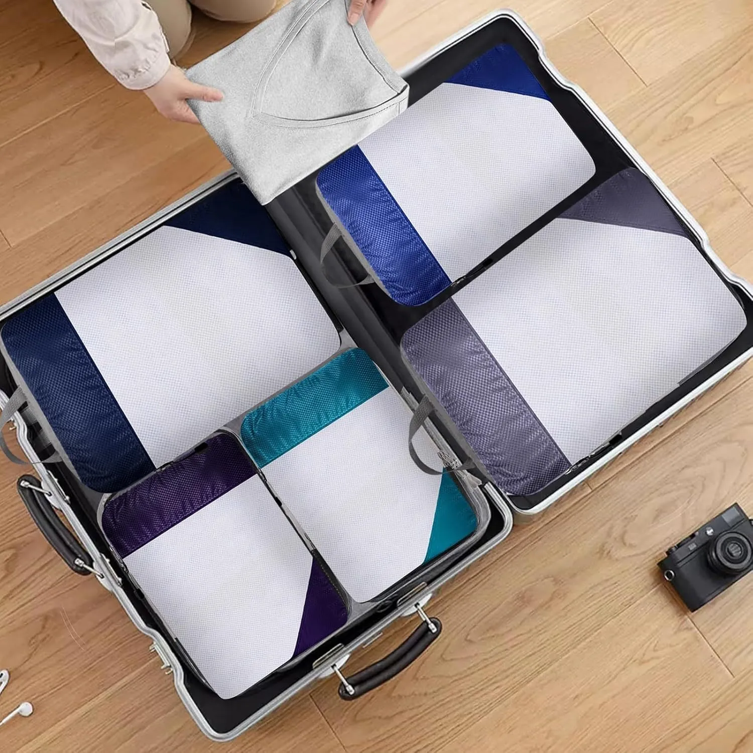 Personalized Compression Packing Cubes, Design Your Picture Names Extensible Storage Mesh Bags Organizers Compression Packing Cubes for Travel,Organizer Bags for Luggage,Travel Essentials