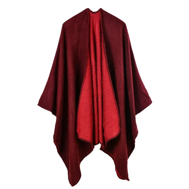 Pilar - Reversible poncho in solid colours
