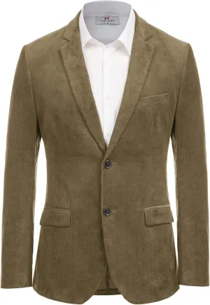 PJ PAUL JONES Mens Corduroy Blazer Jackets Slim Fit Two Button Casual Sports Coat