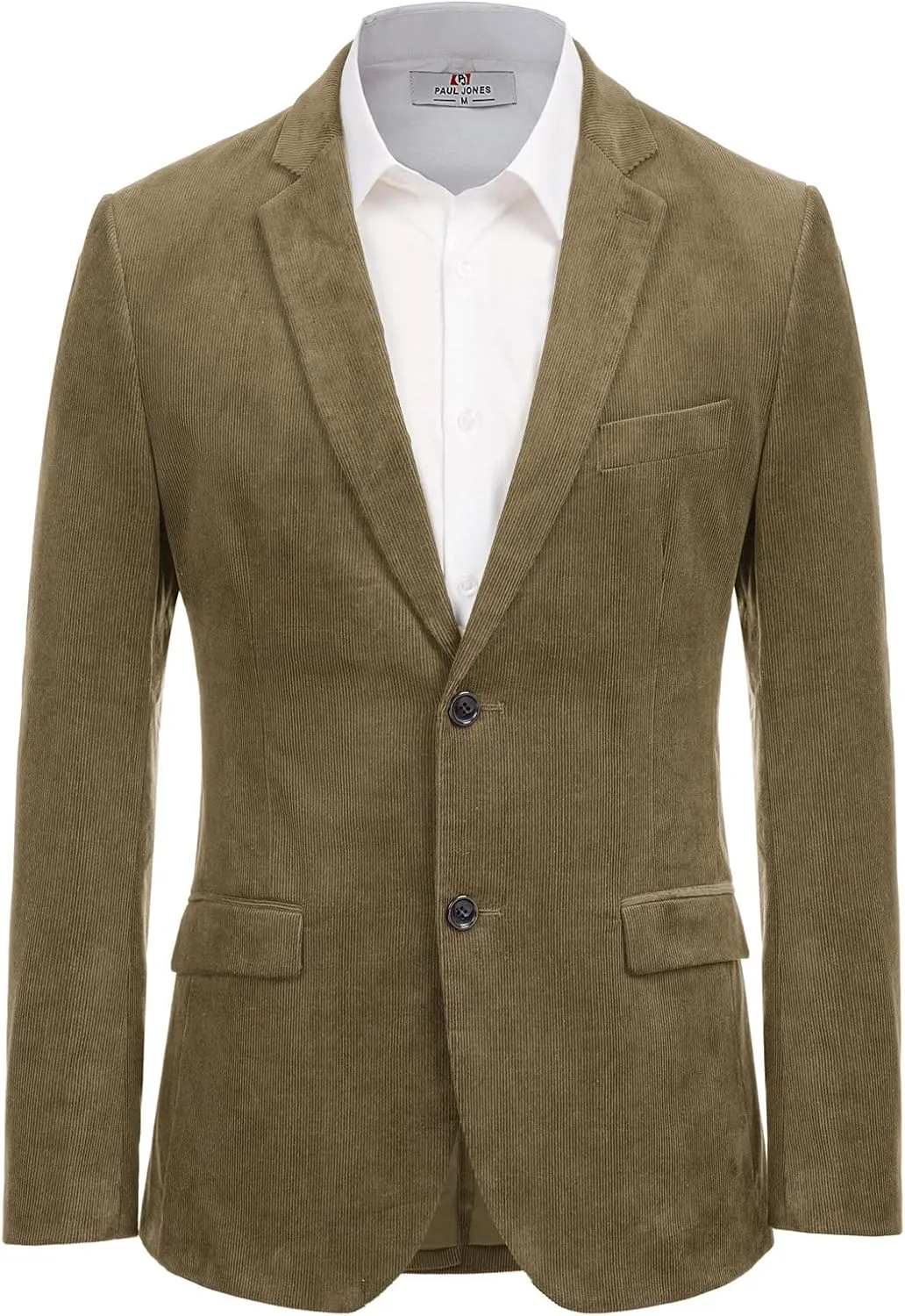 PJ PAUL JONES Mens Corduroy Blazer Jackets Slim Fit Two Button Casual Sports Coat